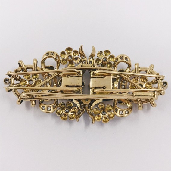 Broche vintage en oro bicolor 18kt con brillantes