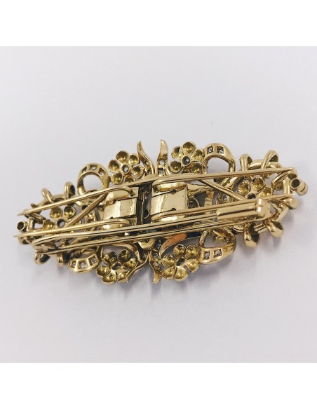 Broche vintage en oro bicolor 18kt con brillantes