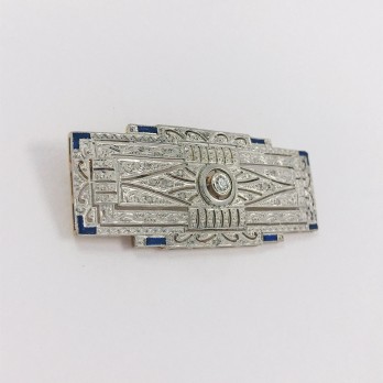 Broche Art Deco en oro blanco 18kt y brillantes. 2