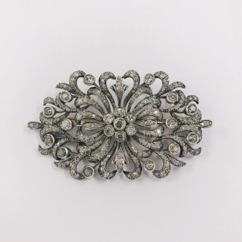 Broche vintage en oro blanco 18kt con brillantes