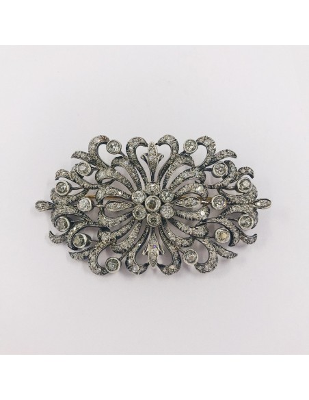 Broche vintage en oro blanco 18kt con brillantes