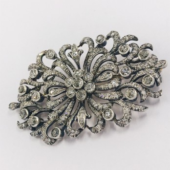 Broche vintage en oro blanco 18kt con brillantes 2