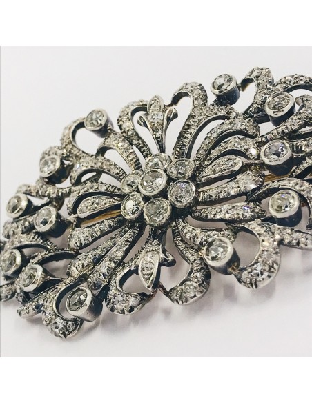 Broche vintage en oro blanco 18kt con brillantes