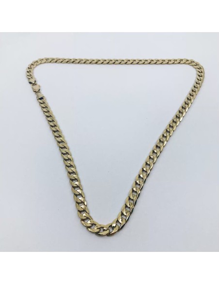 Cadena barbada plana en oro 18kt