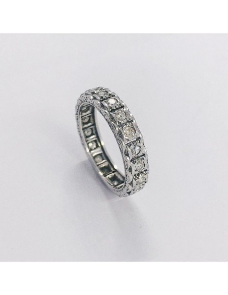 Anillo vintage en oro blanco 18kt con brillantes