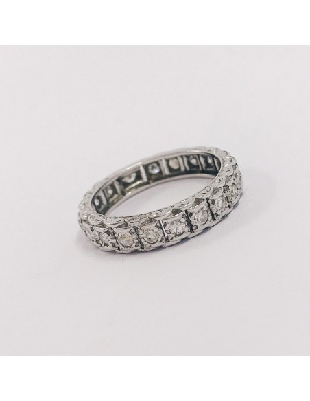 Anillo vintage en oro blanco 18kt con brillantes