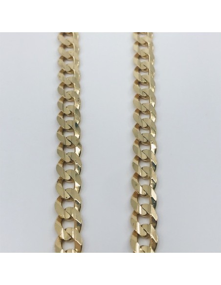 Cadena barbada plana en oro 18kt