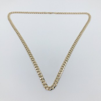 Cadena barbada plana en oro 18kt 2