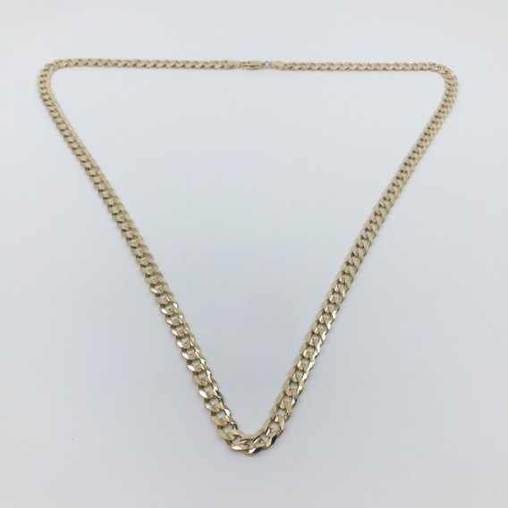 Cadena barbada plana en oro 18kt