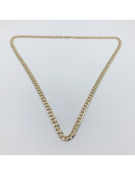 Cadena barbada plana en oro 18kt