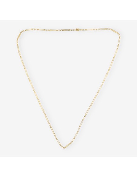 Cadena barbada alterna 3x1 90cm en oro 18kt