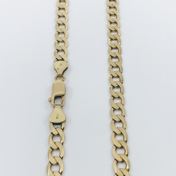 Cadena barbada plana en oro 18kt