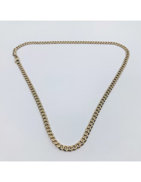 Cadena barbada plana en oro 18kt