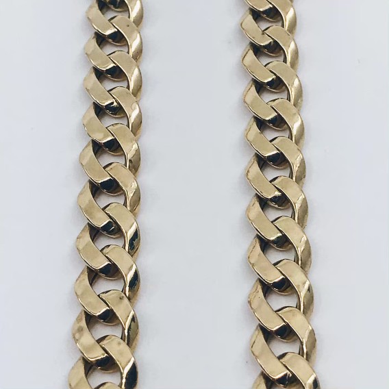 Cadena barbada plana en oro 18kt