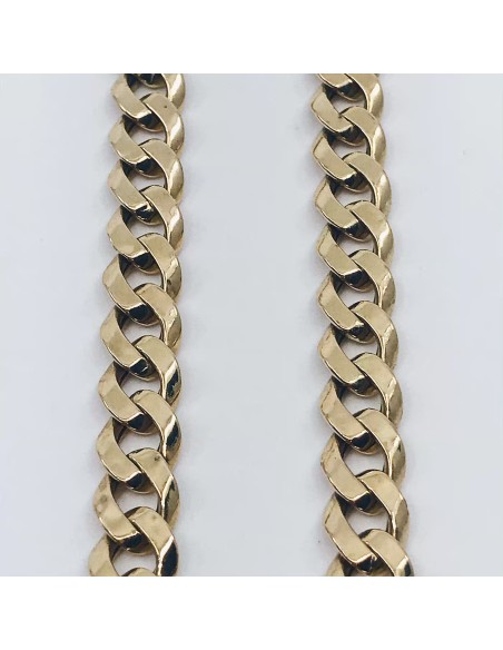 Cadena barbada plana en oro 18kt