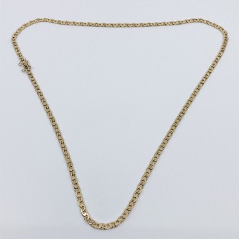 Cadena barbada plana en oro 18kt