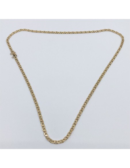 Cadena barbada plana en oro 18kt