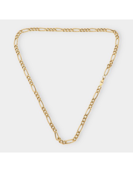 Cadena barbada alterna 3x1 en oro 18kt