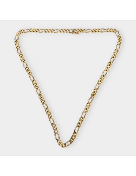 Cadena barbada alterna 3x1 en oro bicolor 18kt