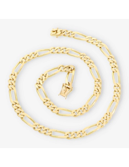 Cadena barbada 3x1 en oro 18kt 47cm