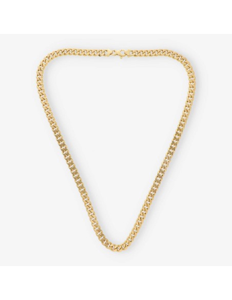 Cadena barbada alterna 60cm en oro 18kt