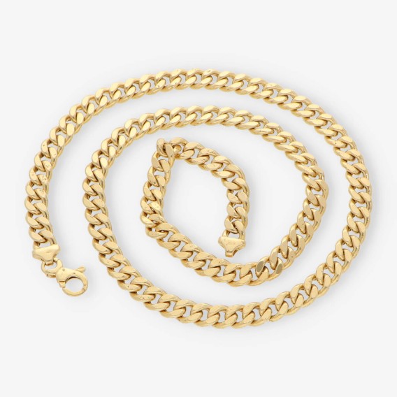 Cadena barbada alterna 60cm en oro 18kt