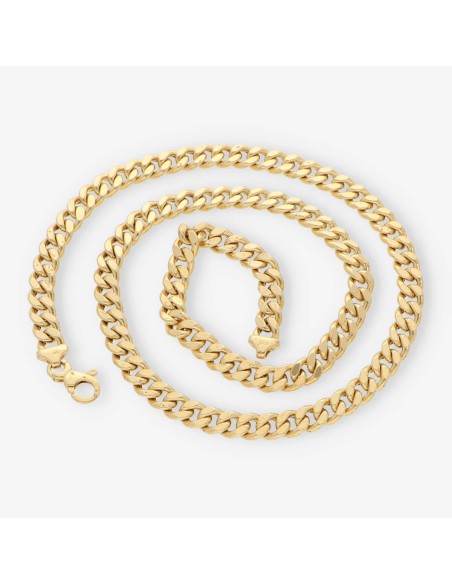 Cadena barbada alterna 60cm en oro 18kt