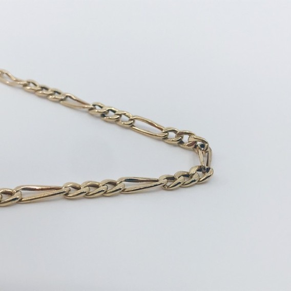 Cadena barbada alterna 3x1 en oro 18kt