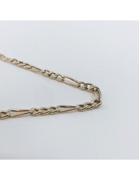 Cadena barbada alterna 3x1 en oro 18kt