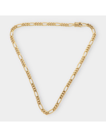 Cadena barbada alterna 3x1 en oro 18kt