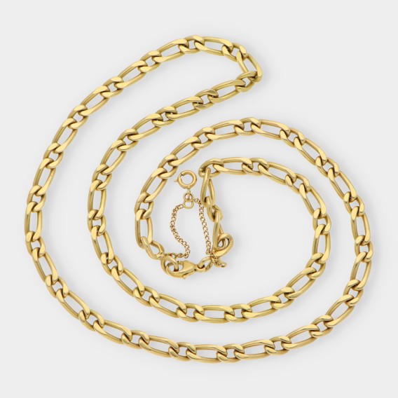 Cadena barbada alterna 1x1 en oro 18kt