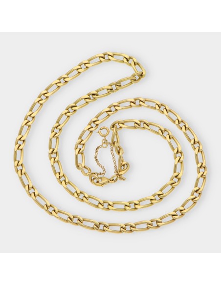 Cadena barbada alterna 1x1 en oro 18kt