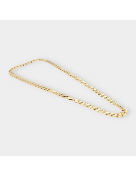 Cadena barbada plana en oro 18kt