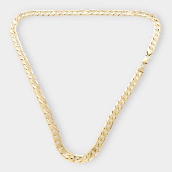 Cadena barbada plana en oro 18kt