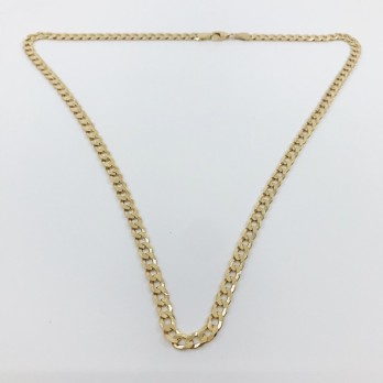 Cadena barbada plana en oro 18kt