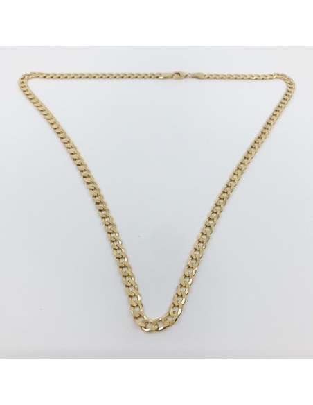 Cadena barbada plana en oro 18kt