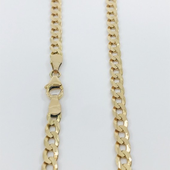 Cadena barbada plana en oro 18kt