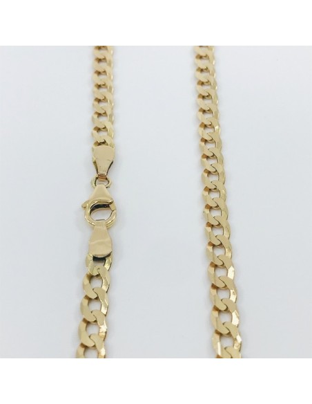 Cadena barbada plana en oro 18kt