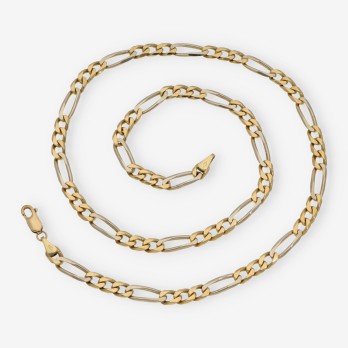 Cadena barbada alterna 3x1 51cm en oro bicolor 18kt 2