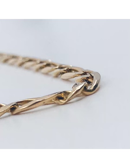 Cadena barbada alterna 1x1 en oro 18kt