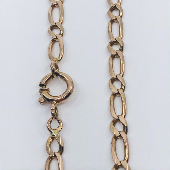 Cadena barbada alterna 1x1 en oro 18kt