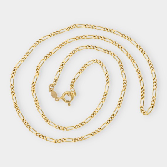 Cadena barbada alterna 3x1 en oro 18kt