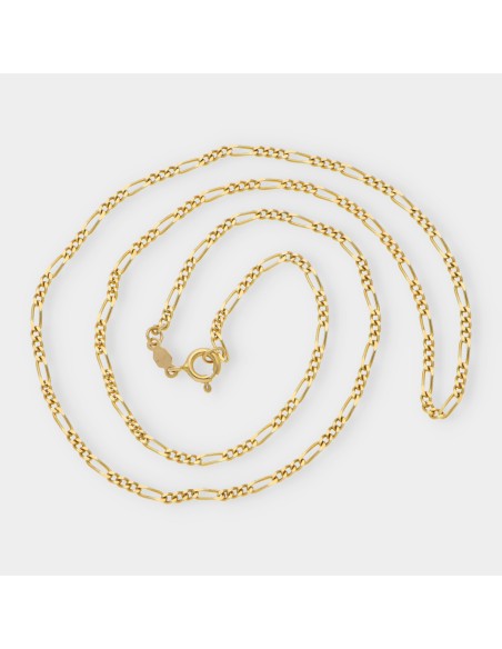 Cadena barbada alterna 3x1 en oro 18kt