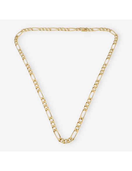 Cadena barbada alterna 3x1 en oro 18kt