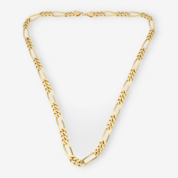 Cadena barbada alterna 3x1 en oro 18kt