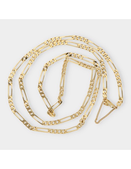 Cadena barbada alterna 4x1 en oro 18kt