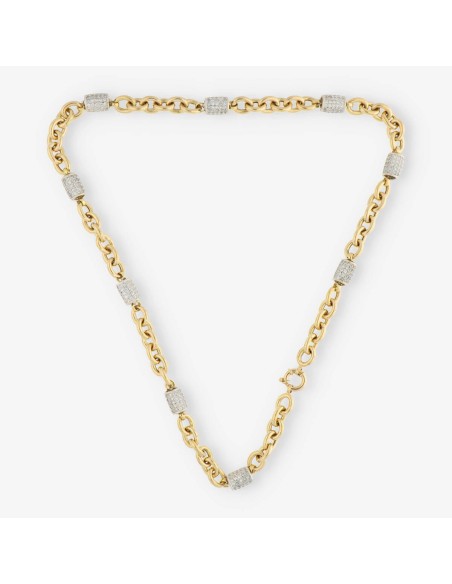 Cadena 60cm en oro bicolor 18kt y Brillantes