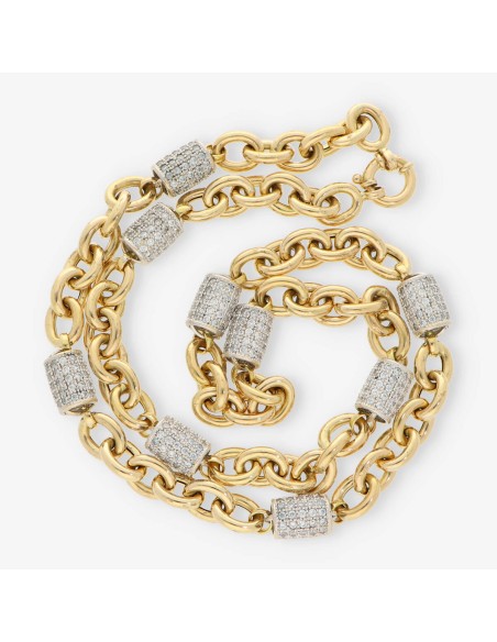 Cadena 60cm en oro bicolor 18kt y Brillantes