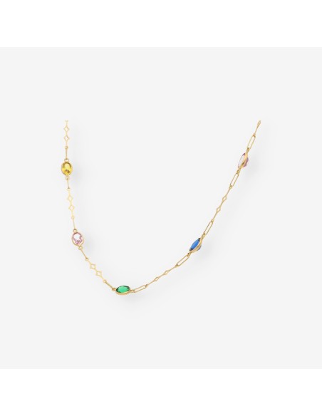 Gargantilla 44cm en oro 18kt con piedras semipreciosas