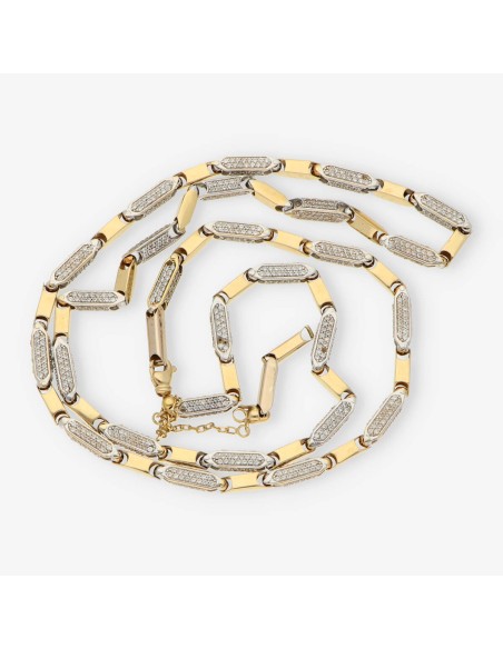 Cadena 74cm en oro bicolor 18kt con brillantes